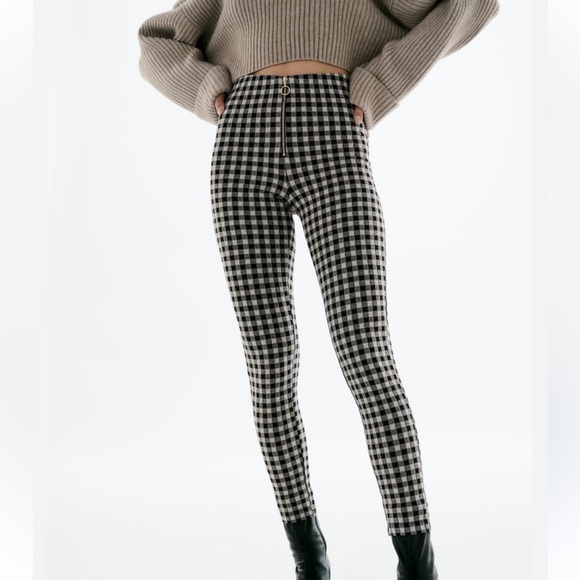 Zara Pants Black White Gingham Plaid Check Pattern High Waist Trouser. EUC. - Picture 3 of 17